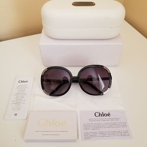 Chloe Myrte Black Silver Sunglasses
